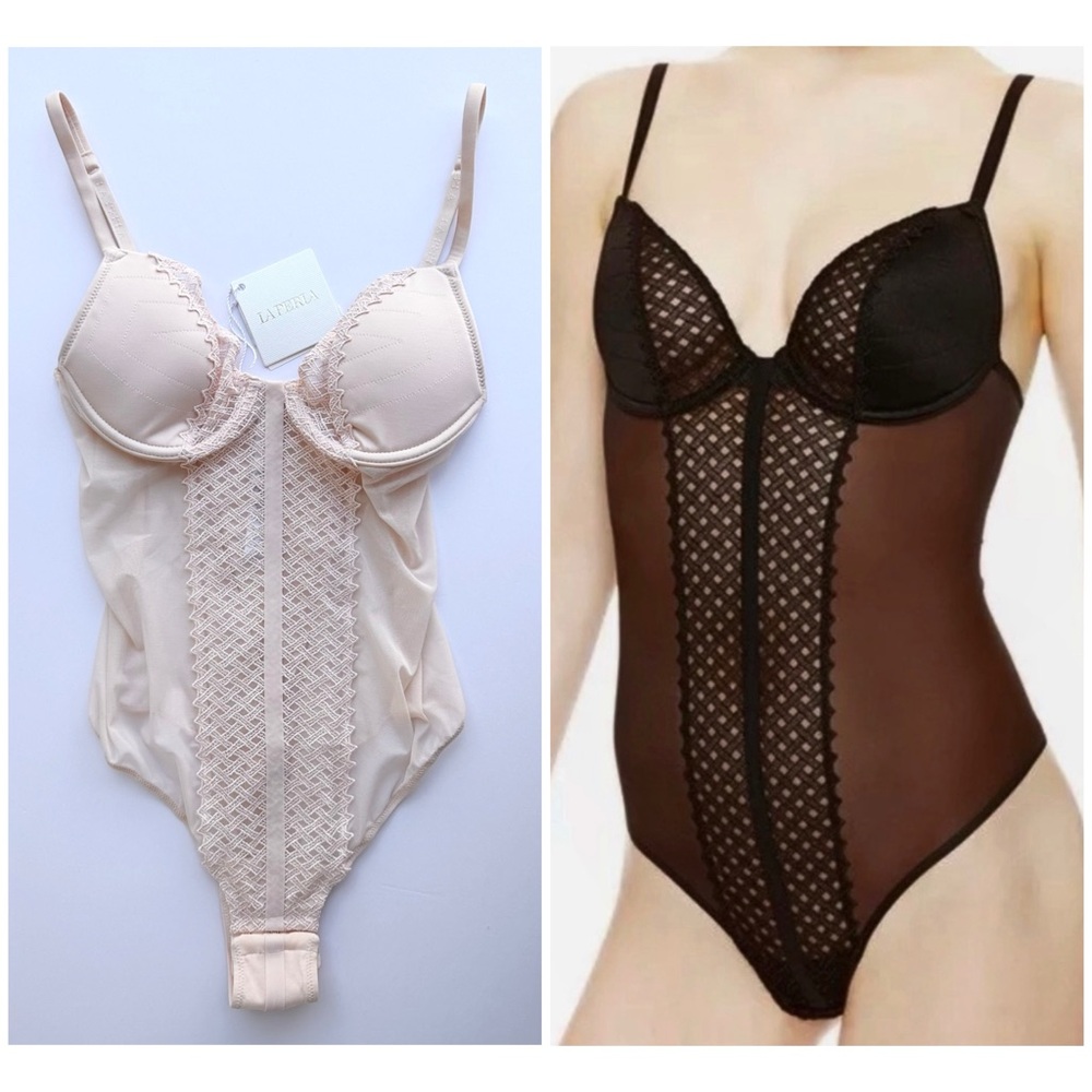 LA PERLA Greta Padded Underwire Lace-Trim Bodysuit NWT